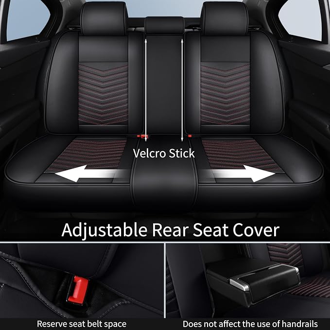 HChengkikz Nappa Leather Car Seat Covers Full Set, Car seat Protector 5 Seats, Waterproof Car Seat Cushion, Universal Automotive Seat Covers Fit for SUV Truck Pick-up Sedan, Front and Rear | Easy Maintenance, Airbag Compatible, Universal Fit For Most S...