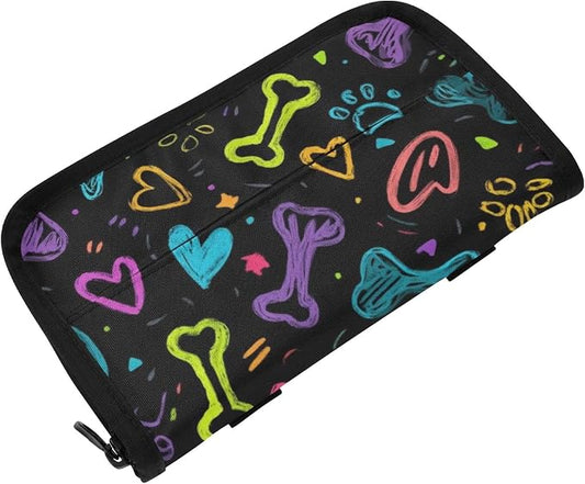 Car Visor Tissue Holder Mask Holder for Car, Car Tissue Box Sun Visor Napkin Holder Car Visor Accessories Adjustable Straps Reusable Durable Easy to Install Doodle Black Paw Print and Hearts