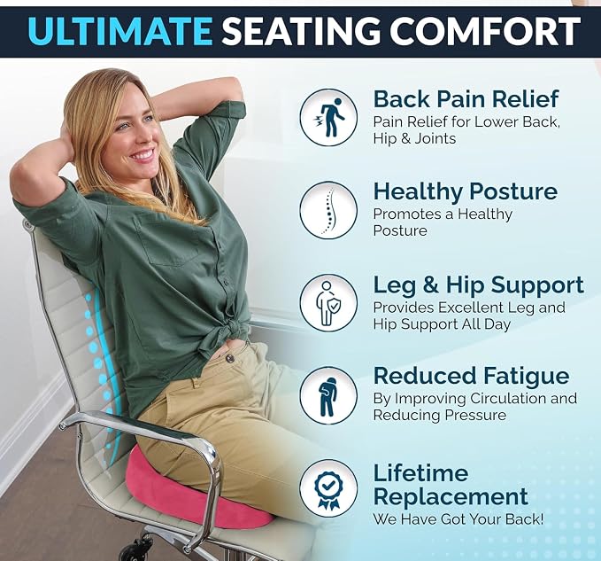 ComfiLife Premium Gel & Memory Foam Seat Cushion – Doctor Recommended Office Chair Cushion, Car Seat Cushion – Chair Cushions for Back & Sciatica Pain Relief – Seat Cushions for Office & Desk (Pink)