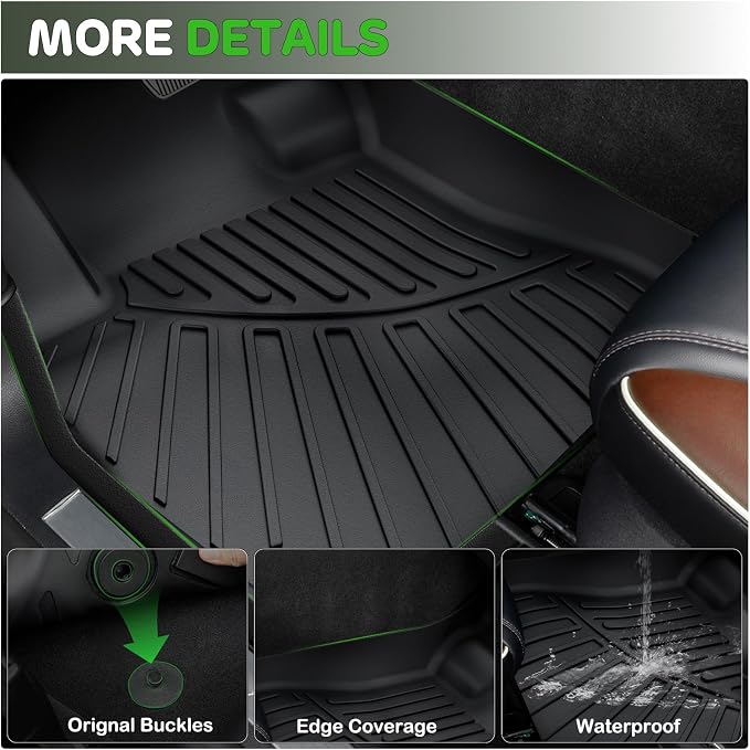 Floor Mats for 2006-2011 Honda Civic Gas Sedan Upgrade Trunk Mat All Weather TPE Floor Liners Fit for 2006-2011 Civic 1st & 2nd Row and Cargo Liner Anti-Slip Full Set Car Mats (Not for Coupe)