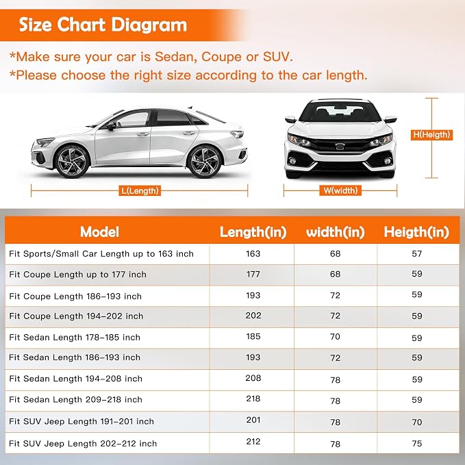 Universal Fit Car Cover for Sports/Small Car Length up to 163in, Waterproof Automobiles Cover All Weather Compatible with BMW Z3, Mazda Miata/MX-5, Honda S2000, Chrysler Crossfire