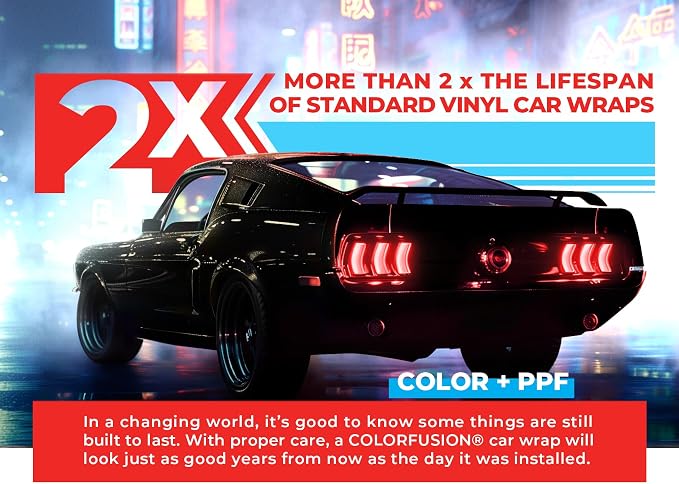 ColorFusion PPF by VViViD, Gloss Metallic Black Dry Apply PPF Vinyl Car Wrap Roll 1.3ft x 5ft
