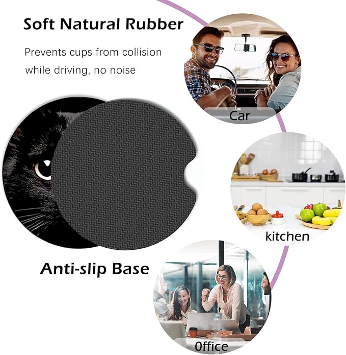 2 Pack Bless Rose Car Coasters for Cup Holder,Neoprene Anti Slip Mat | 2.75" Universal Size,Auto Rubber Drink Coasters Decor Car Accessories Bless Gifts for Women Men