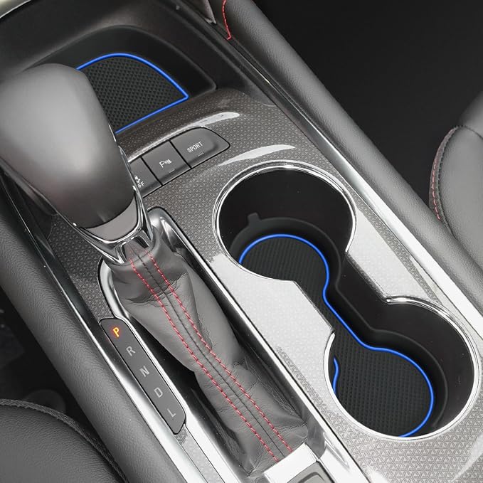 Auovo Cup Holder Inserts Coaster Compatible with Chevy Malibu Accessories 2017 2018 2019 2020 2021 2022 2023 2024 2025 Silicone Cup Mat Pad Car Interior Decoration (3-pcs kit, Blue)