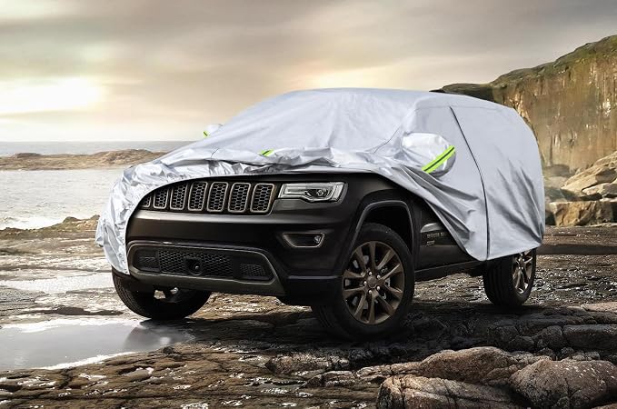 KouKou 6 Layers Car Cover Custom Fit Jeep Grand Cherokee from 2005 to 2025, Waterproof Car Cover All Weather for Automobiles Outdoor Indoor with Zipper Door, Sun Rain Dust Snow Protection.