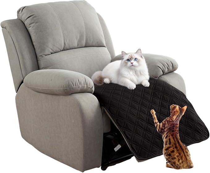 Genina Waterproof Recliner Chair Covers, Recliner Cover for Dog Pets Friendly, Washable Antislip Reclining Chair Cover Furniture Protector, Sofa Slipcover for Living Room(23.6inch/Black)
