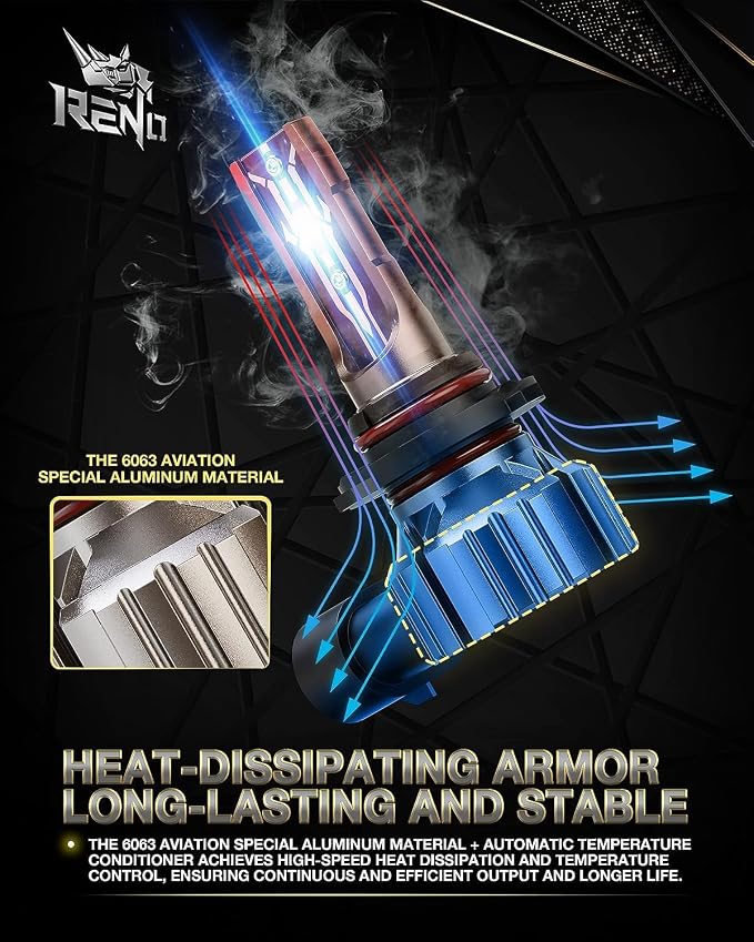 RENO 9005 Bulb, 9005 Fog Bulb 6500K White Fanless HB3/9005 Light Bulbs 22000LM Auxiliary Fog Quick Install No Adapter Needed, Pack of 2
