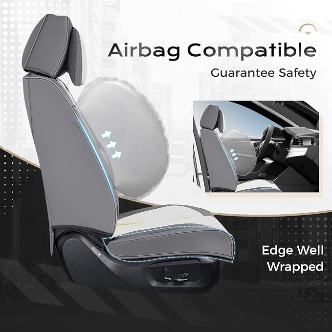 Coverado Car Seat Covers, Seat Covers for Cars, Waterproof Leather Auto Seat Protectors, Leather Car Seat Cushion, Car Interiors Accessories Universal Fit for Most Cars