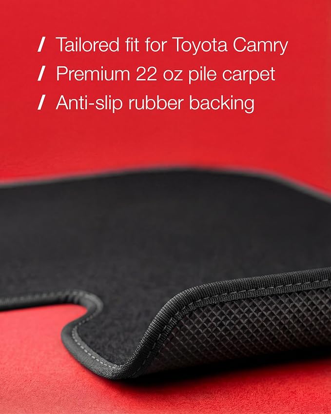 Heavy Duty Floor Mats for Toyota Camry 2018-2024 - Extra Thick Custom Fit Car Liners - 1st & 2nd Row Set - Ultra-Durable All-Weather Carpet Mats with Non-Slip Backing