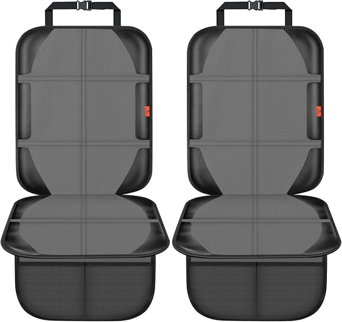 XHYANG Car Seat Protector,2 Pack Automotive Seat Protectors Baby Carseat Pad Waterproof & Durable 600D Fabric for Child Baby Car Seat Mat Vehicle Pet Cover 2 Storage Pockets (2 Pack Gray)