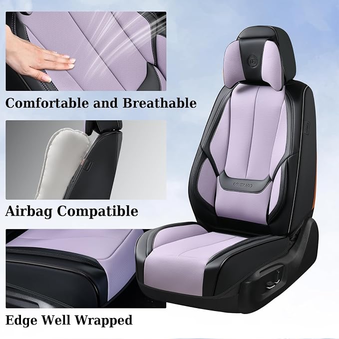 Coverado Car Seat Covers, Seat Covers for Cars, Waterproof Leather Auto Seat Protectors, Leather Car Seat Cushion, Car Interiors Accessories Universal Fit for Most Cars