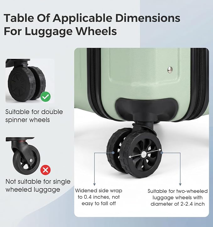12 Pcs Suitcase Wheel Covers, Silicone Luggage Spinner Wheel Protector for 2-2.4" Suitcases, Upgraded Wear-Resistant, Silent & Shock Absorption, Essential Travel Accessories