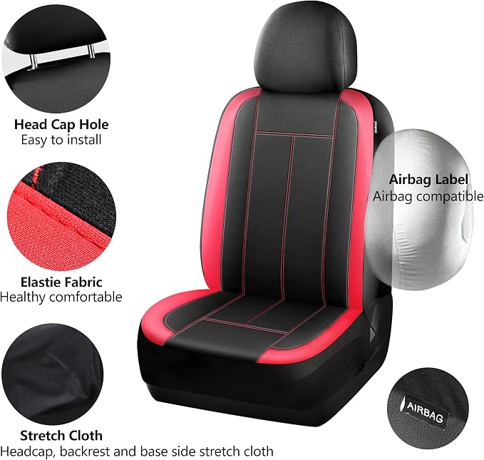 HChengkikz 2 Pack Front Neoprene Car Seat Covers | Waterproof Comfortable Seat Protectors, Airbag Compatible Universal Fit for Sedans, SUVs, Trucks, Vans