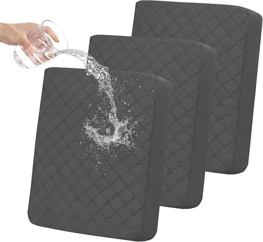 Easy-Going Waterproof Couch Cushion Covers, Non-Slip Leakproof Sofa Seat Cushion Slipcovers, Quilted and Stretch Furniture Protector for Dogs, Pets (3-Piece Sofa Cushion, Dark Gray)