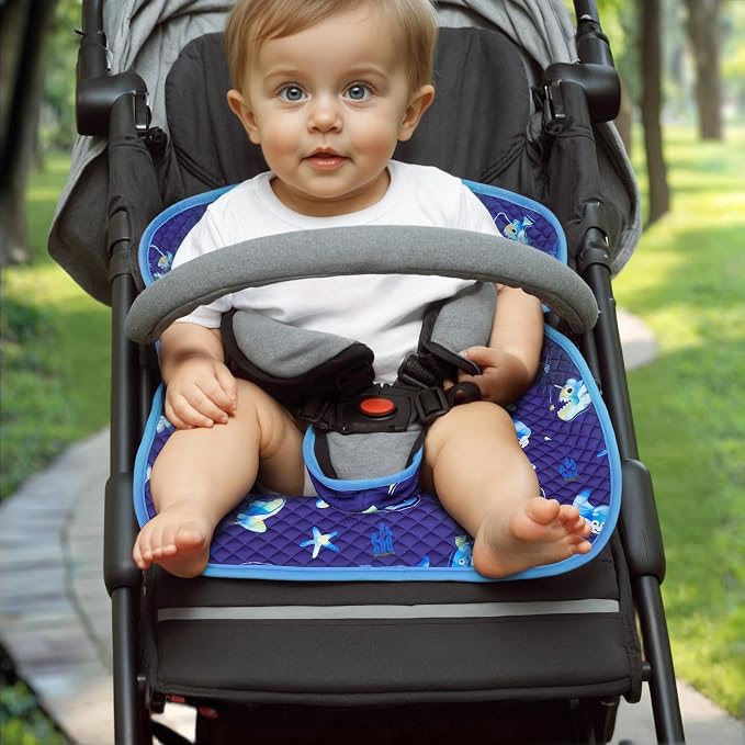 Babenest Car Seat Potty Protector Cover -Waterproof Carseat Training Liner for Baby &Toddler Shower Gift, Dry Piddle Pee Pad with Fun Designs for Strollers & Infant Car Seats (1pc Whale-Blue)