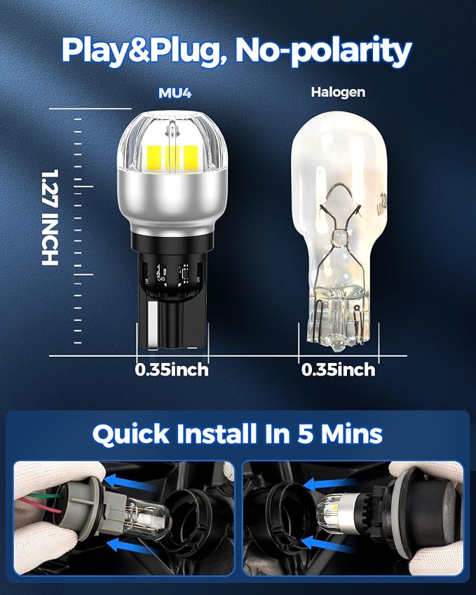 Marsauto 912 921 LED Bulbs for Backup Reverse Light, 300% Brighter T15 906 904 W16W T15 CANBUS Error Free Bulb with 3020SMD Chip, Non-polarity, 6000K Xenon White RV Interior Lighting, Pack of 2