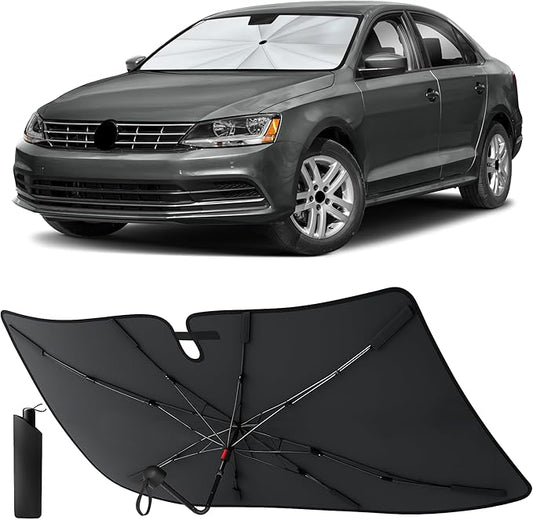 EcoNour Foldable Windshield Sun Shade & Window Tint Fit for 2011-2016 2017 2018 Volkswagen Jetta Sunshade, Front Car Window Shades Sun Visor, UV Protection, Heat Blocker, Car Accessories