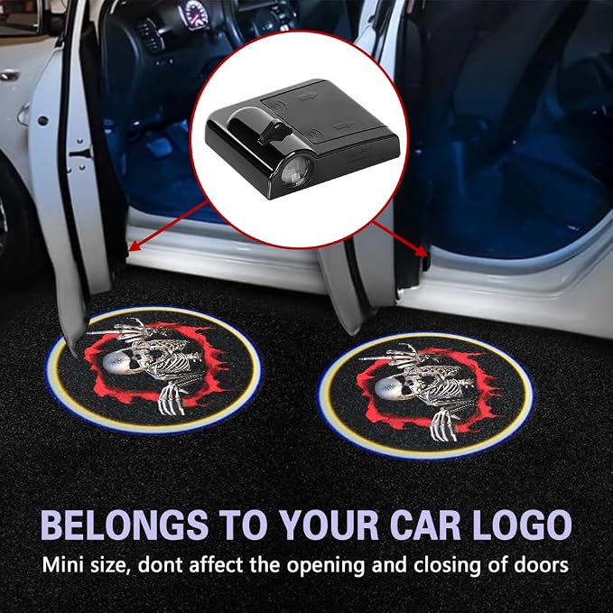 Zufoty 2PCS Car Door Light Projector, Wireless LED Car Door Paste Welcome Courtesy Light, LED Courtesy Ghost Shadow Welcome Lamp, Universal Car Accessories Fits Most Car SUV Truck