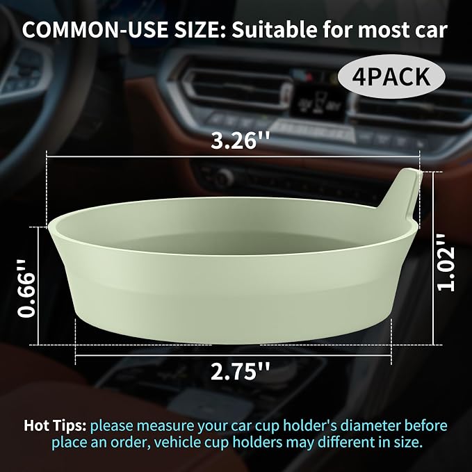 ME.FAN Car Cup Holder Coasters [4 Pack] Silicone Cups Mats, Automotive Universal Non-Slip Recessed Interior Accessories Desert Sage