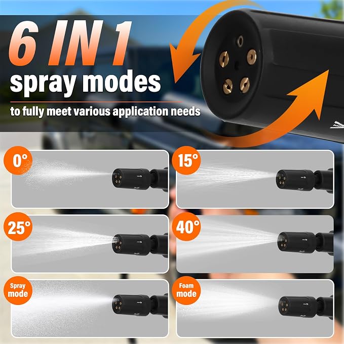 Foldable Cordless Washer Handheld Water Sprayer with 5-in-1 Nozzle & Foam Pot for Home, Bicycles, and Patio
