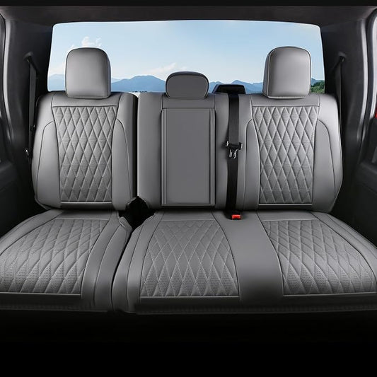 Coverado Leather Rear Seat Covers Fit for Ford F150 F250 F350 F450, Waterproof Ford Truck Rear Seat Covers Fit for 2015-2026 F150 & 2017-2026 F250 F350 F450 (Gray)