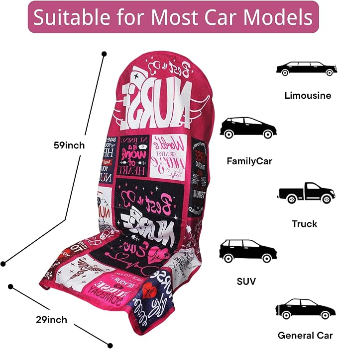 Waterproof Car Seat Cover for Front Seats, Protector for Cars SUVs Trucks, Sweat Towel Seat Covers Bucket for Gym,Workout,Beach,Hiking,Running and Swimming(Nurse Gift, 2PCS)