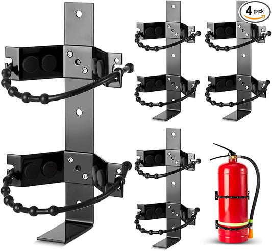 RattanView 4 Pcs Fire Extinguisher Mount Bracket Adjustable, Supports up to 2.5 and 5lb, Heavy-Duty and Easy Installation, Ideal for Home, Truck, RV, Boat, Commercial Use, Secure and Durable Holder