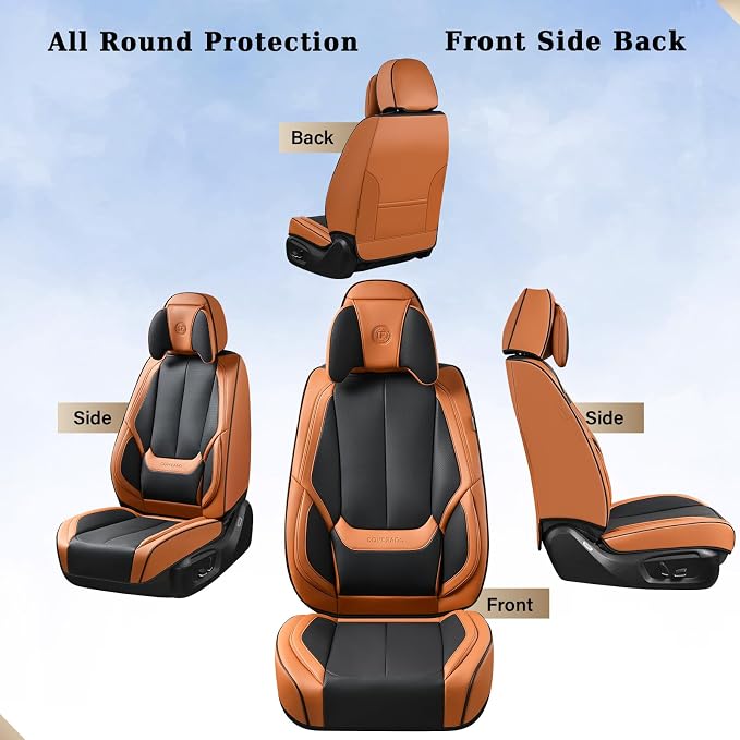 Coverado Car Seat Covers, Seat Covers for Cars, Waterproof Leather Auto Seat Protectors, Leather Car Seat Cushion, Car Interiors Accessories Universal Fit for Most Cars