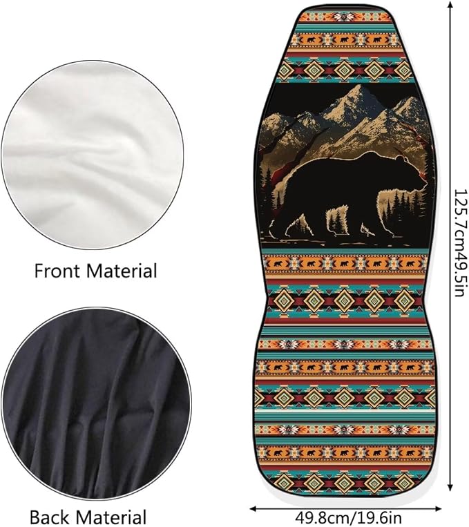 Two Front Car Seat Covers Forest Bear Navajo Bear Automotive Car Interior Covers Vehicle Cushion Seat Cover Set Universal Fit for Cars Trucks and SUVs