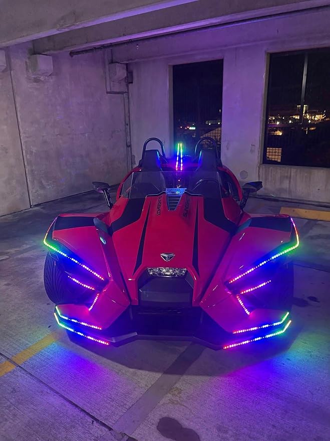 Bluetooth APP + Remote 2PCS 4FT 1.2Meters 48" Doubel Row RGB Dream Color Chasing Light Strips for Car Truck Vehicle Off-Road Lighting Polaris Slingshot Underbody Lighting Off-Road