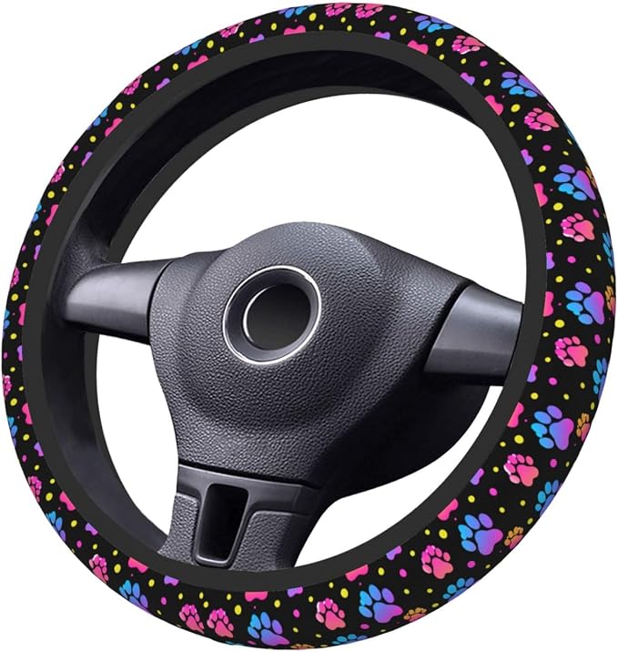 Animal Paws Elastic Steering Wheel Cover Non-Slip Breathable Steering Wheel Protector Fit Auto, SUVs, Truck