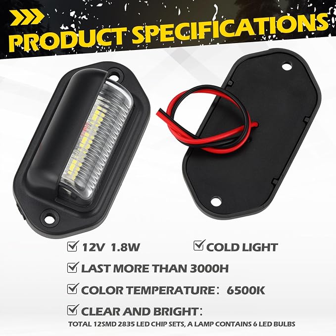 Mudder 24 Packs LED License Plate Light 12V-24V DC Waterproof License Plate 6-SMD Lamp Taillight Tag Lights for Trailer Truck SUV VAN RV Trucks and Boats