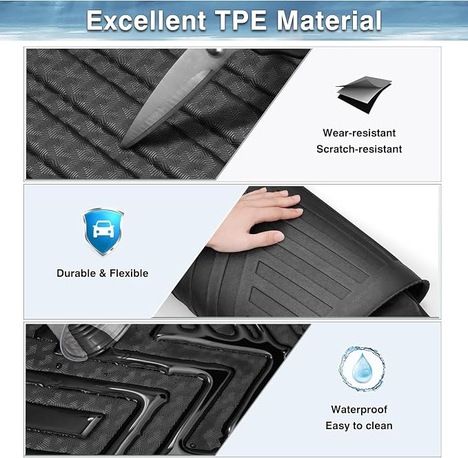 Mixsuper Floor mat for 2021-2026 Jeep Wrangler Unlimited 4XE PHEV 4 Door(Not for 2 Door or JL Models),All Weather TPE Floor Liners Protection for Wrangler Accessories,2 Row Anti-Slip Car Mats, Black