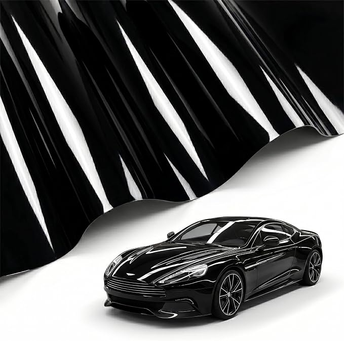 Piano Black PPF Paint Protection Film 50FT x 5FT Roll with PET Liner, Ultra Gloss Finish, Bubble-Free & Repositionable Adhesive, UV Protection for Cars, SUVs, Trucks (Ultra Gloss Black PPF)