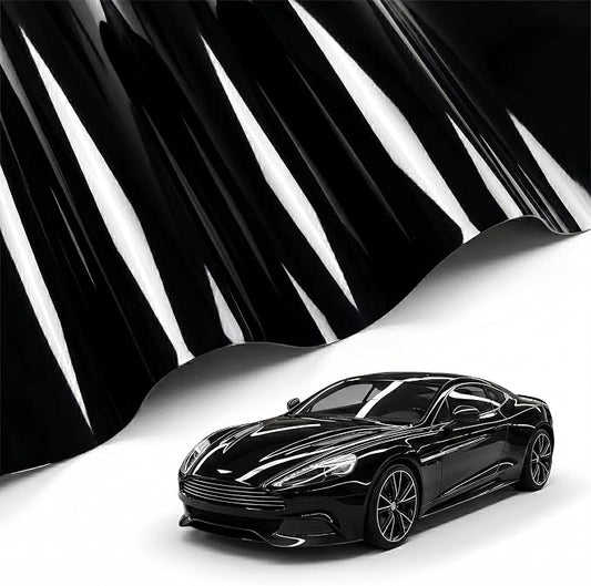 Piano Black PPF Paint Protection Film 50FT x 5FT Roll with PET Liner, Ultra Gloss Finish, Bubble-Free & Repositionable Adhesive, UV Protection for Cars, SUVs, Trucks (Ultra Gloss Black PPF)