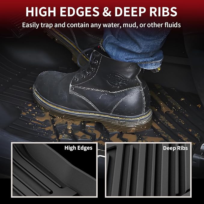 LASFIT Floor Mats for Toyota Camry 2017 2016 2015 LE/SE/XLE/XSE/Hybrid, Custom Fit TPE All Weather Floor Liners for Camry 2015-2017 1st & 2nd Row Car Mats, Black