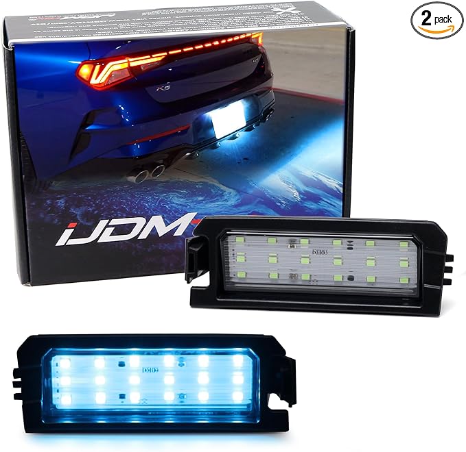 iJDMTOY Ice Blue Full LED License Plate Light Kit Compatible With Hyundai 2018-up Sonata Elantra, Kia 2017-up Niro Cadenza K7, 18-up Rio, 21-up K5, 18-SMD Aqua LEDs & Can-bus Error Free