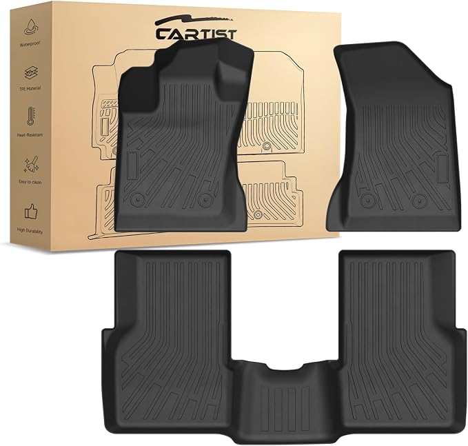 Cartist Floor Mats Fit for Jeep Compass 2017-2024 2025, All Weather Floor Mats for Compass Accessories, Front & 2nd Row TPE Waterproof