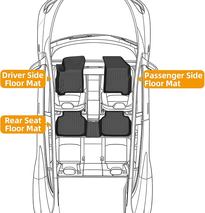 Floor Mats for Dodge Journey 2011 2012 2013 2014-2016 2017 2018 2019 2020 | TPE 2015 Journey Floor Mats 1st & 2nd Row, TPE Waterproof Summer Winter Non-Slip All Weather Floor Liners Car Accessories