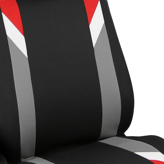 FH Group Front Set Cloth Car Seat Covers for Low Back Car Seats with Removable Headrest, Universal Fit, Airbag Compatible, Seat Cover for SUV, Sedan, Van, Red