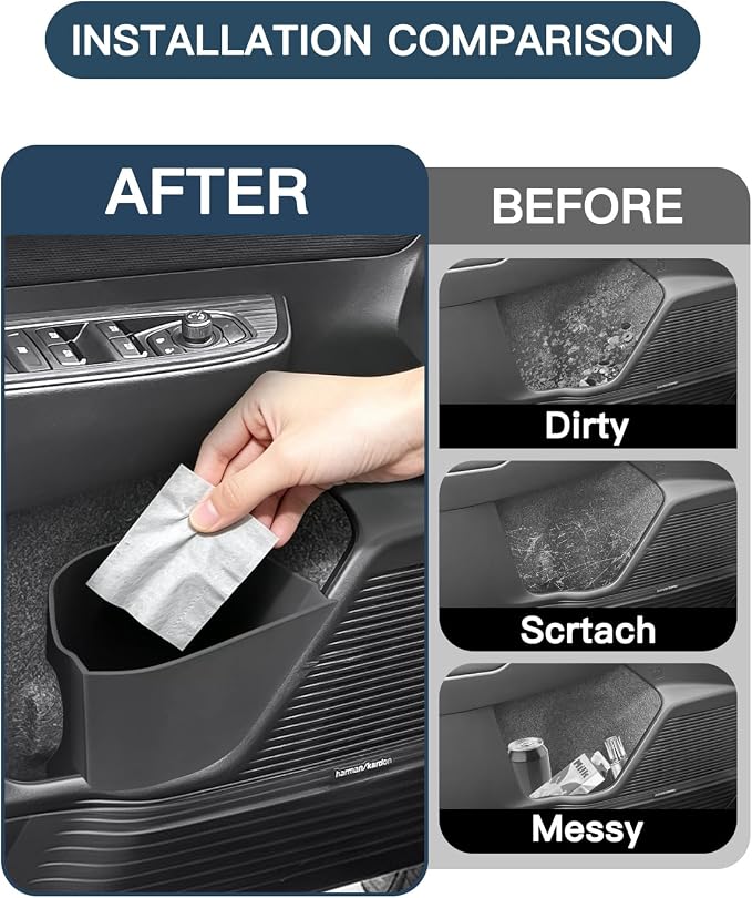Ruiya Door Trash Can Compatible with 2026 Subaru Outback All Trims Driver Side Left Door Pocket Silicone Garbage Bin 2026 Outback Accessories Organizer Wastebasket