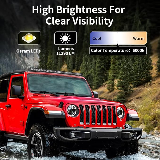 LASFIT 42 inch LED Light Bar Single Row Slim Spot Flood Combo Driving 6000K | IP67 Waterproof Off Road Overhead Roof Mount LED Bar for 4Runner Tacoma RAV4 Ranger Colorado Forester