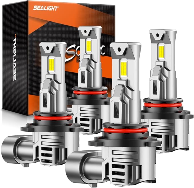 SEALIGHT 9005/HB3 9006/HB4 Bulbs, 80000LM Ultra Bright, 6500K Cool White Fog Lights, 50,000+ Hour Lifespan, 3-Minute Plug-N-Play Installation, 4-Pack