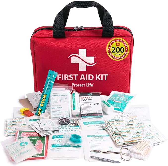 Protect Life Business First Aid Kit, Emergency First Aid Kit for Office Setting, Medical Kit Supplies, First Aid Kits for Businesses, School & Commercial Use - 200 Pieces