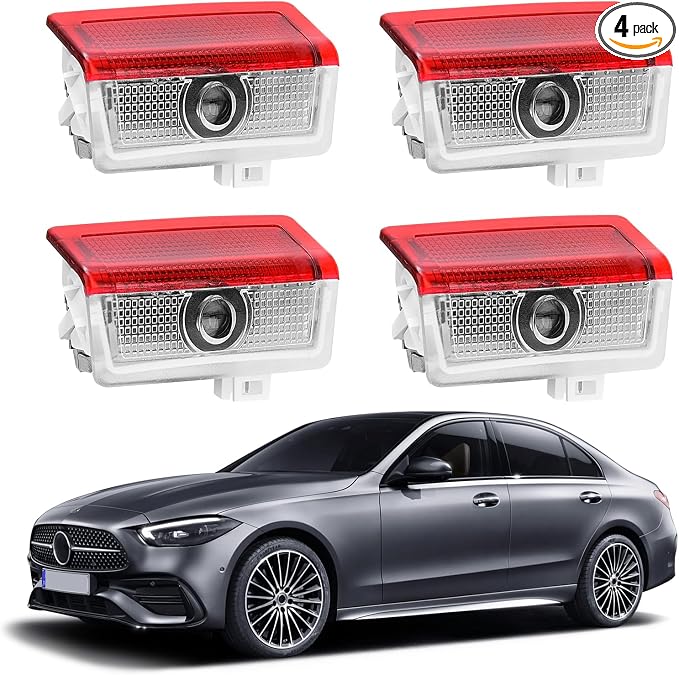 Car Door Lights Logo Projector - [4 Pack] 4K HD Puddle Lights for A/B/C/E/S/CLA/CLS/GLA/GLB/GLC/GLE/GLS/G/SL-Class/AMG GT 4-Door/V-Class/Metris Series