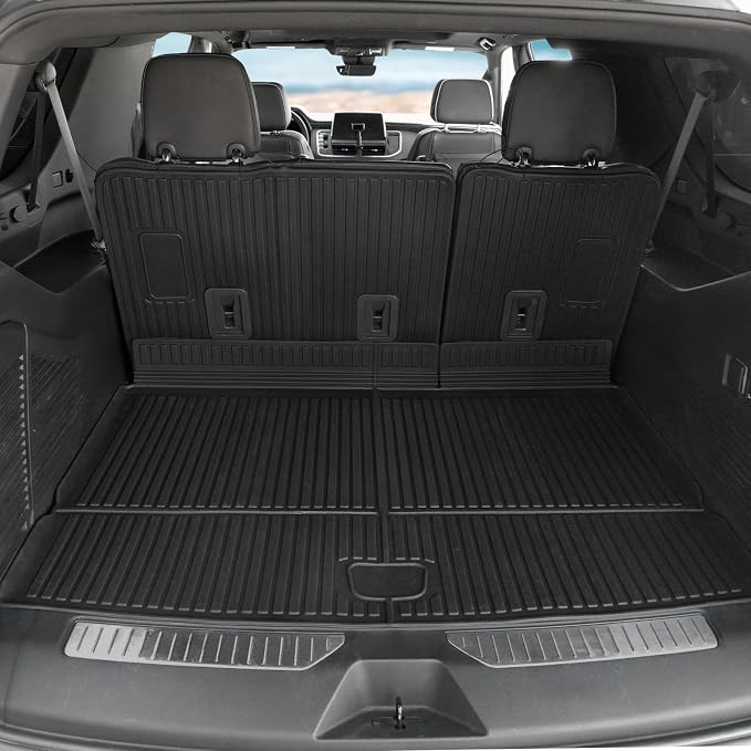 Floor Mats for Chevy Suburban/GMC Yukon XL/Cadillac Escalade ESV 2021-2026, All Weather Cargo Liner with Backrest Cover and Door Sill Guards Accessories, Full Coverage Set (Fit 7 Seats)