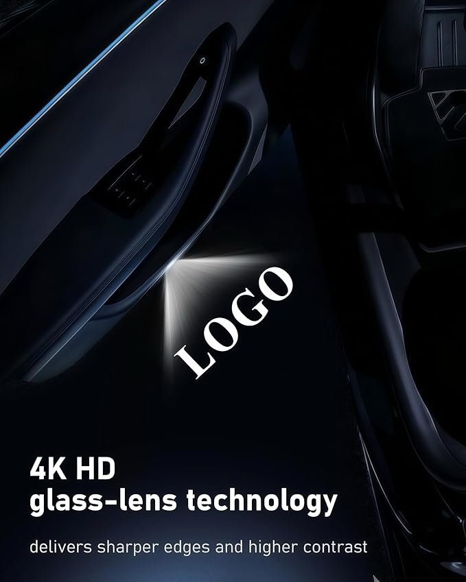 Custom Car Door Lights Logo Projector Puddle Lights Compatible with Different Model Series Accessories, No Fade 4K-HD Car Welcome Lights(4 Pack, White Logo)