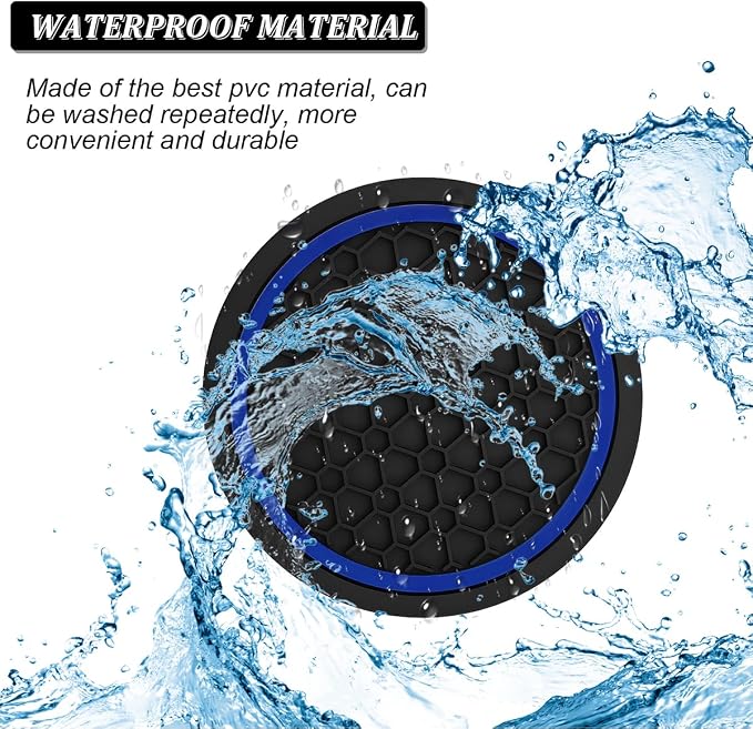 Mandark 2PCS Car Cup Holder Coasters, 2.75 Inch Non-Slip Insert Water Bottle Holder Pads, Dustproof Automotive Interior Accessories Mat, Universal for Vehicles, Trucks, RVs and More(Black/Blue)