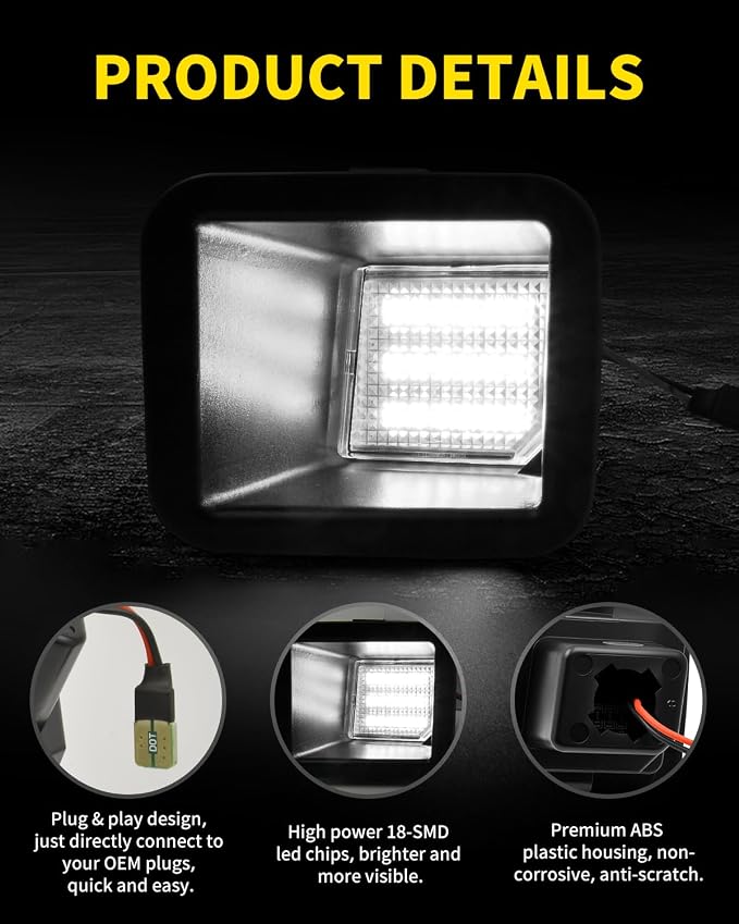 LED License Plate Lights Bright White Tag Lamp Assembly with Socket Compatible with 2017 2018 2019 2020 2021 2022 2023 2024 Ford F250/ F350/ F450 Super Duty Pickup Truck, Pack of 2