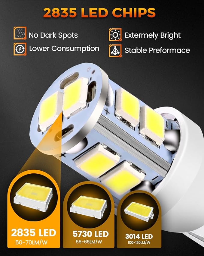 BANGO 24-Piece Interior Car Lights LED Bulb Kit, Non-Polarity Design with Removal Tool for Car Dome Map License Plate Door Trunk, Fits 194 T10 DE3175 578 - White